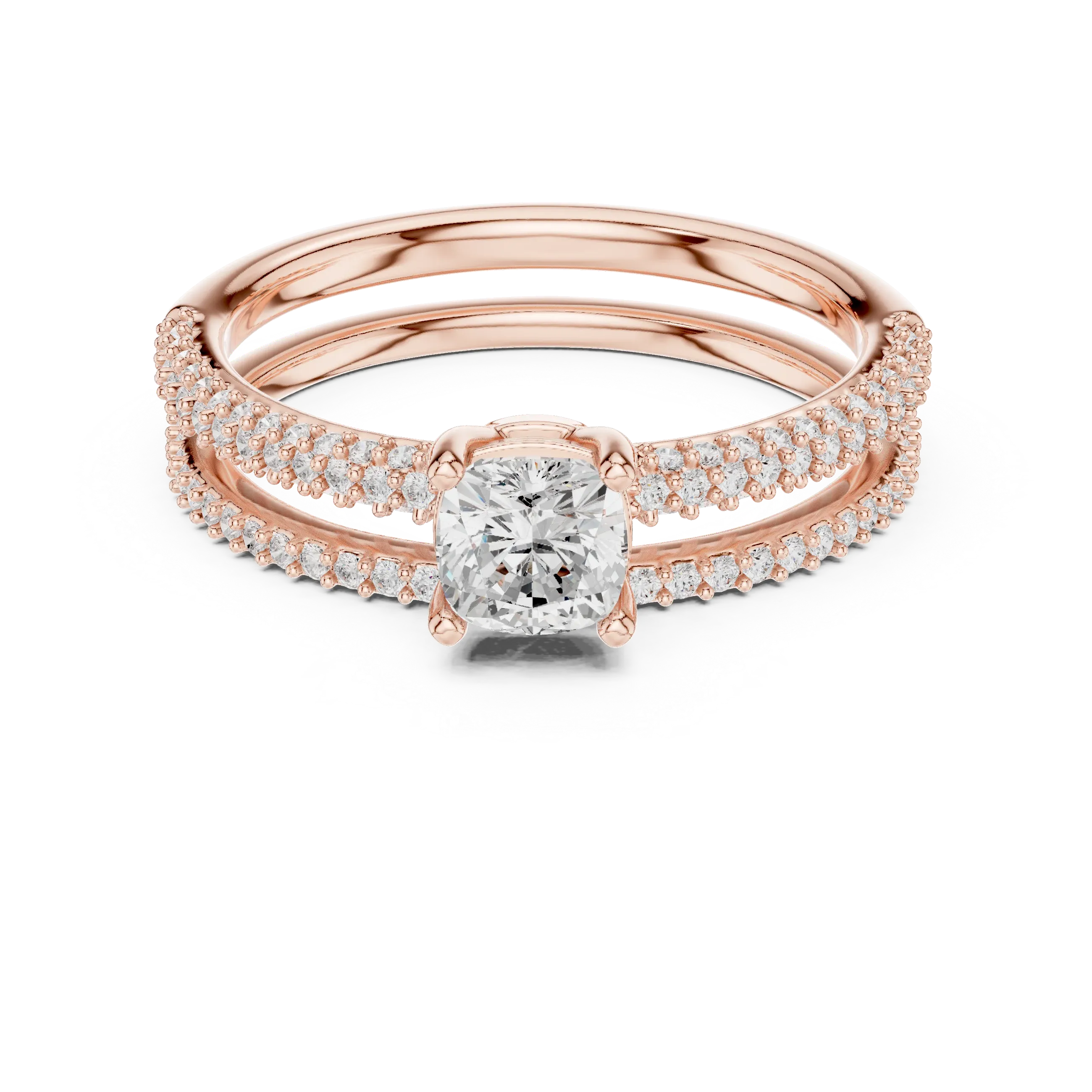 Round Lab Grown Diamond Wedding Ring with Side Stones