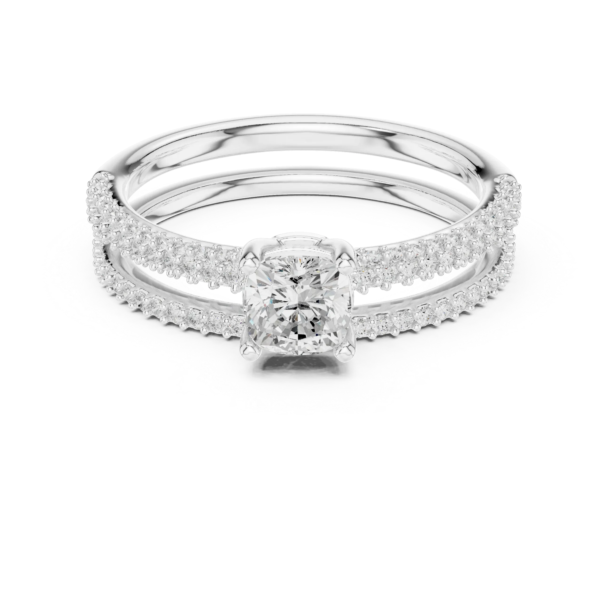 Round Lab Grown Diamond Wedding Ring with Side Stones