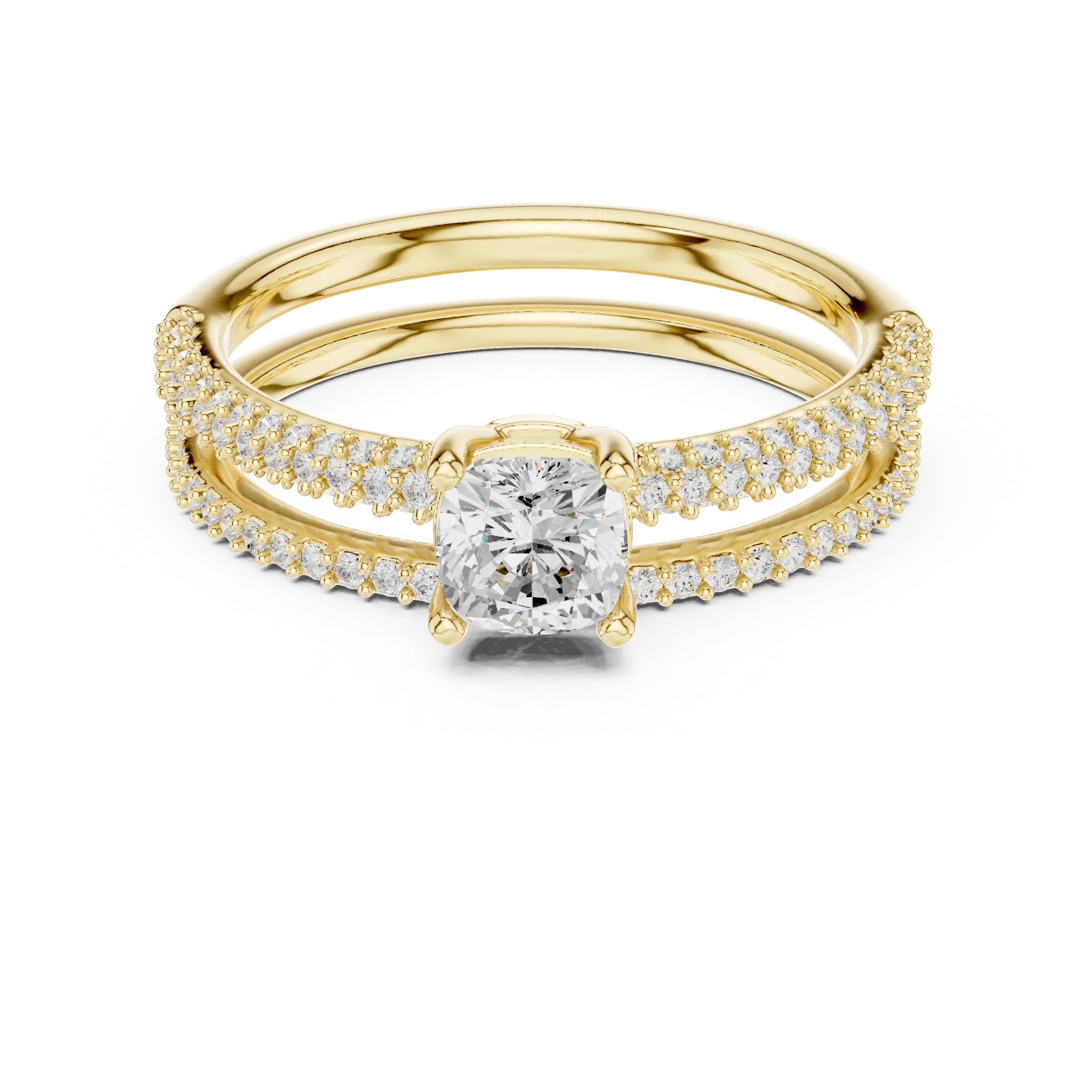 Round Lab Grown Diamond Wedding Ring with Side Stones