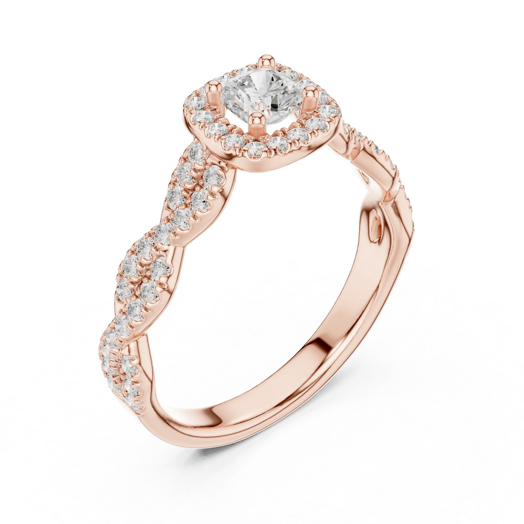 D Color Round Moissanite Ring with Pavé Shank VVS1