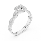 D Color Round Moissanite Ring with Pavé Shank VVS1