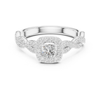 D Color Round Moissanite Ring with Pavé Shank VVS1