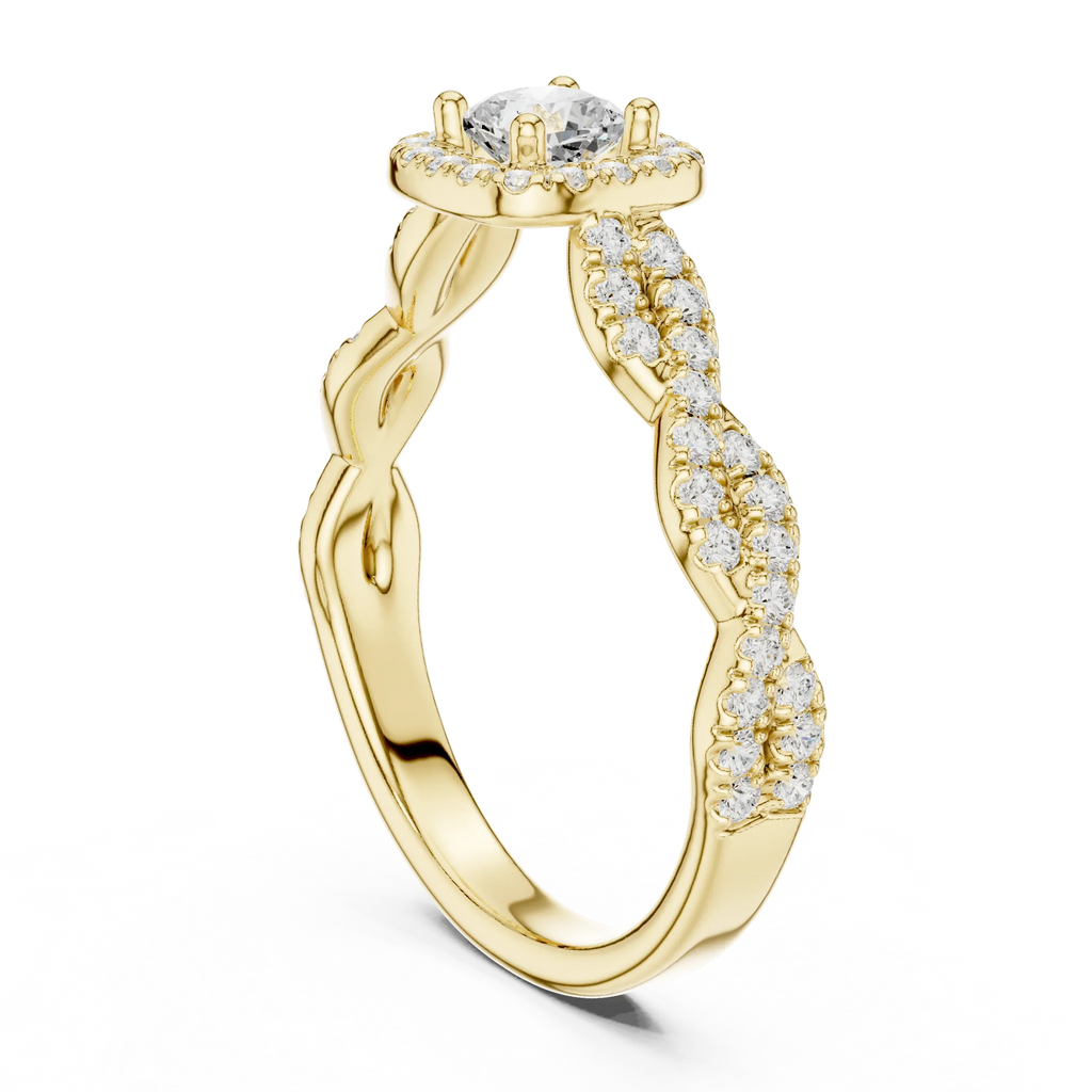 D Color Round Moissanite Ring with Pavé Shank VVS1