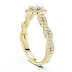D Color Round Moissanite Ring with Pavé Shank VVS1