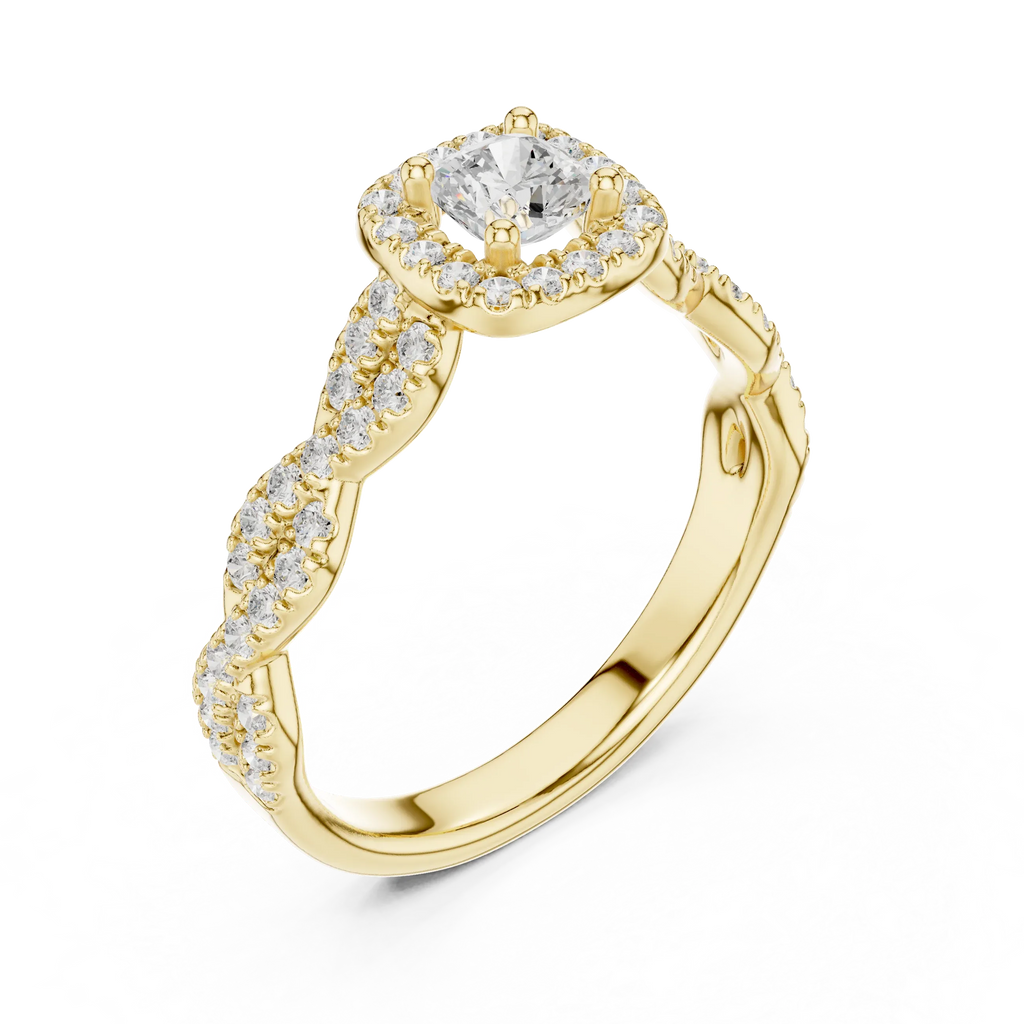 D Color Round Moissanite Ring with Pavé Shank VVS1