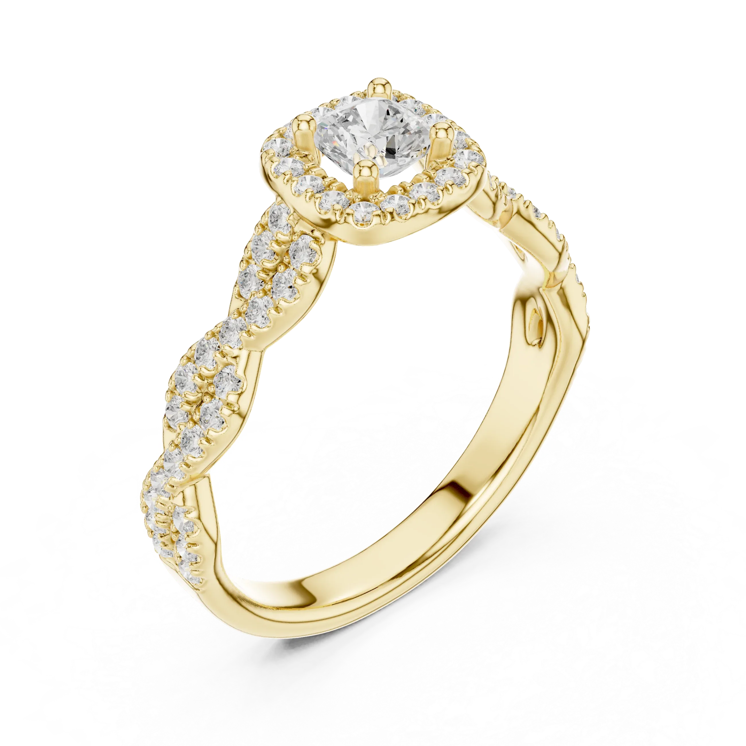 D Color Round Moissanite Ring with Pavé Shank VVS1