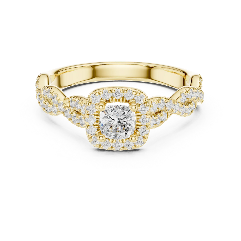 D Color Round Moissanite Ring with Pavé Shank VVS1