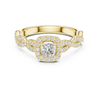 D Color Round Moissanite Ring with Pavé Shank VVS1