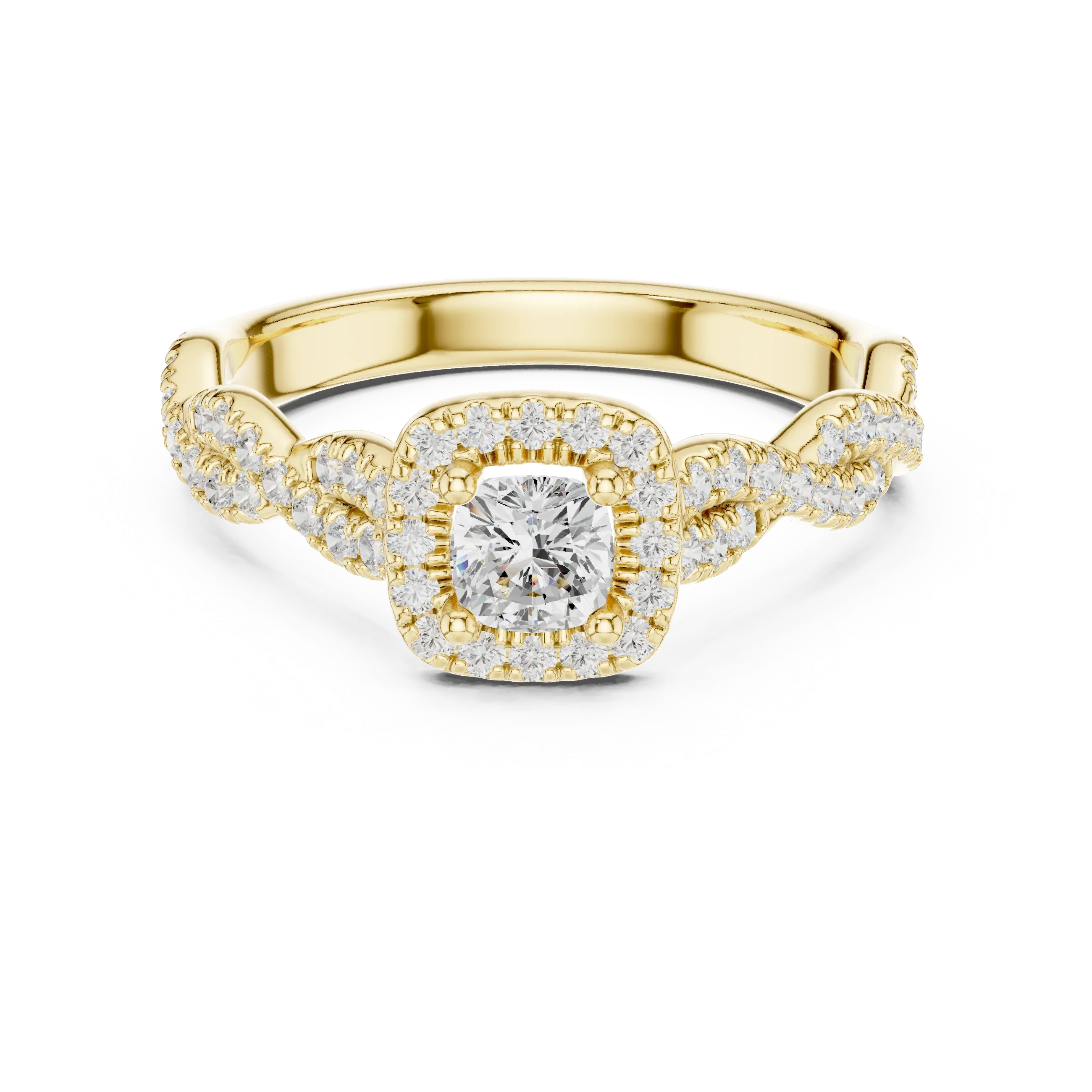D Color Round Moissanite Ring with Pavé Shank VVS1