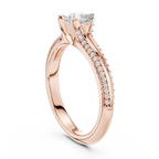 F Color VVS1 Round Moissanite Shared Prong Wedding Ring