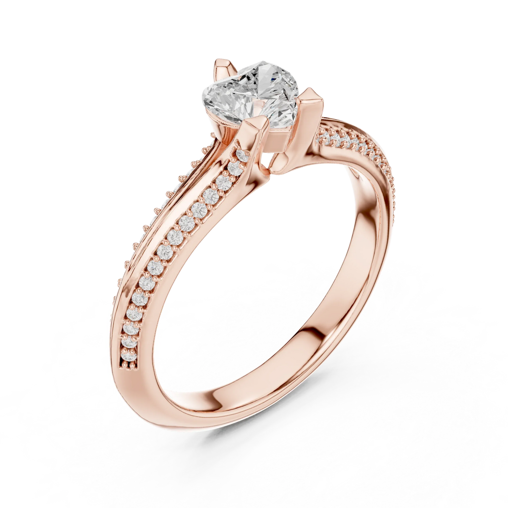 F Color VVS1 Round Moissanite Shared Prong Wedding Ring
