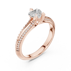 F Color VVS1 Round Moissanite Shared Prong Wedding Ring