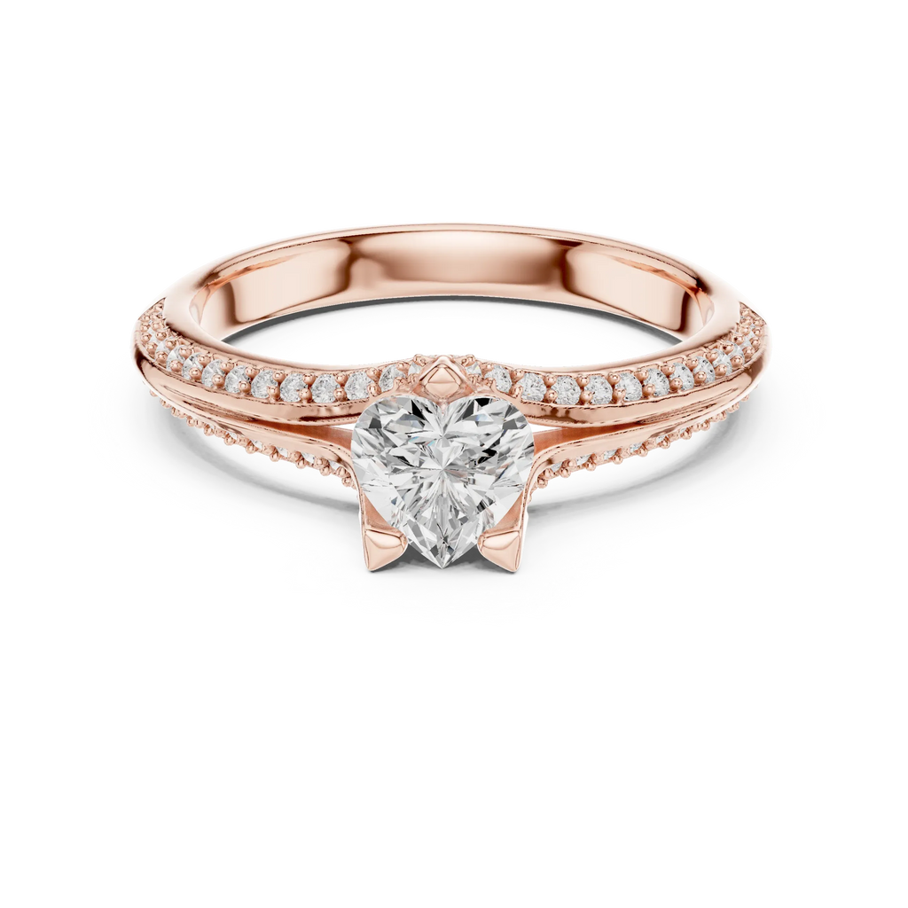 F Color VVS1 Round Moissanite Shared Prong Wedding Ring