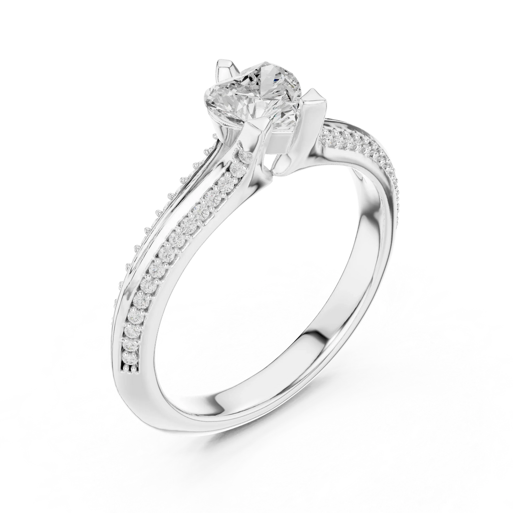 F Color VVS1 Round Moissanite Shared Prong Wedding Ring
