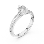 F Color VVS1 Round Moissanite Shared Prong Wedding Ring