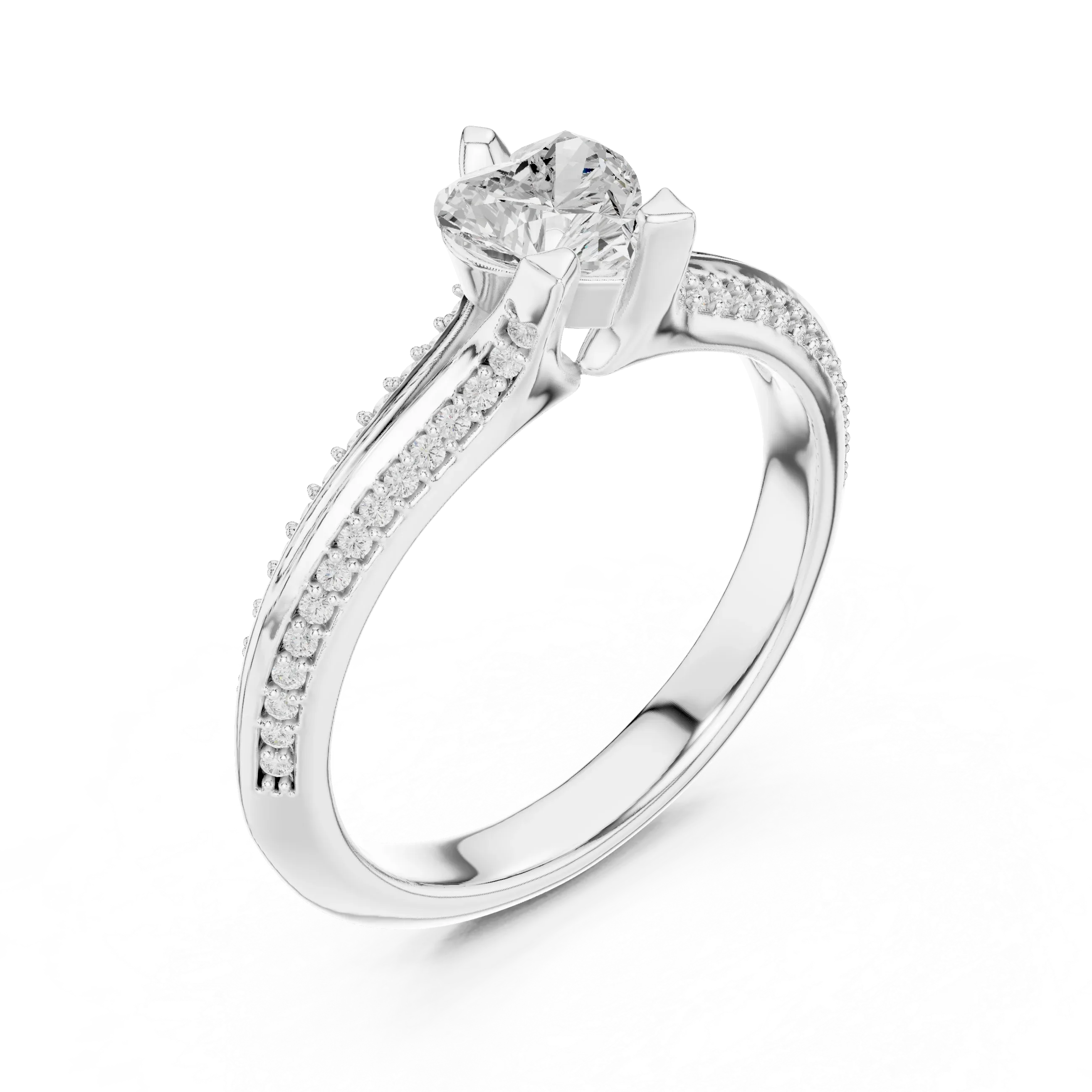 F Color VVS1 Round Moissanite Shared Prong Wedding Ring