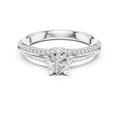 F Color VVS1 Round Moissanite Shared Prong Wedding Ring
