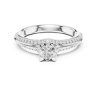 F Color VVS1 Round Moissanite Shared Prong Wedding Ring