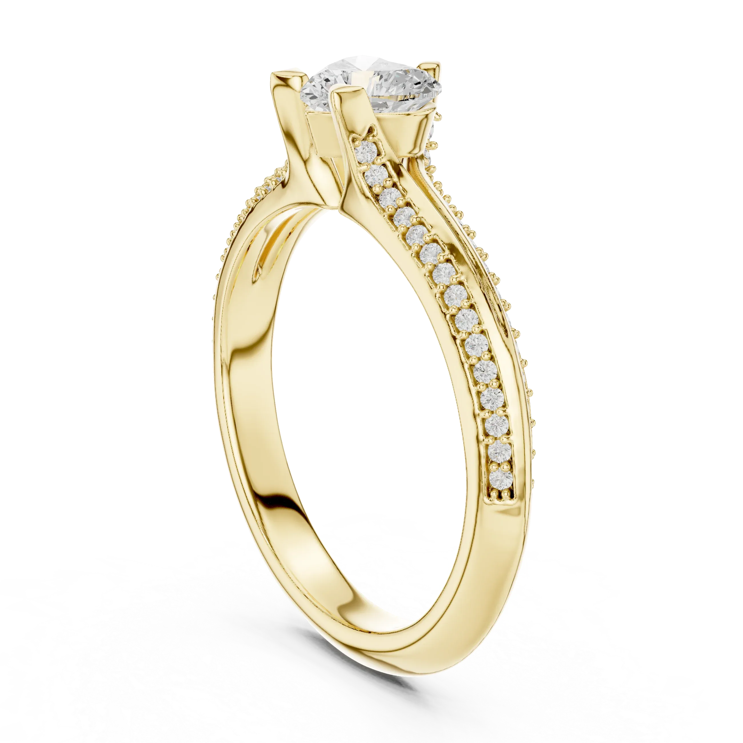 F Color VVS1 Round Moissanite Shared Prong Wedding Ring