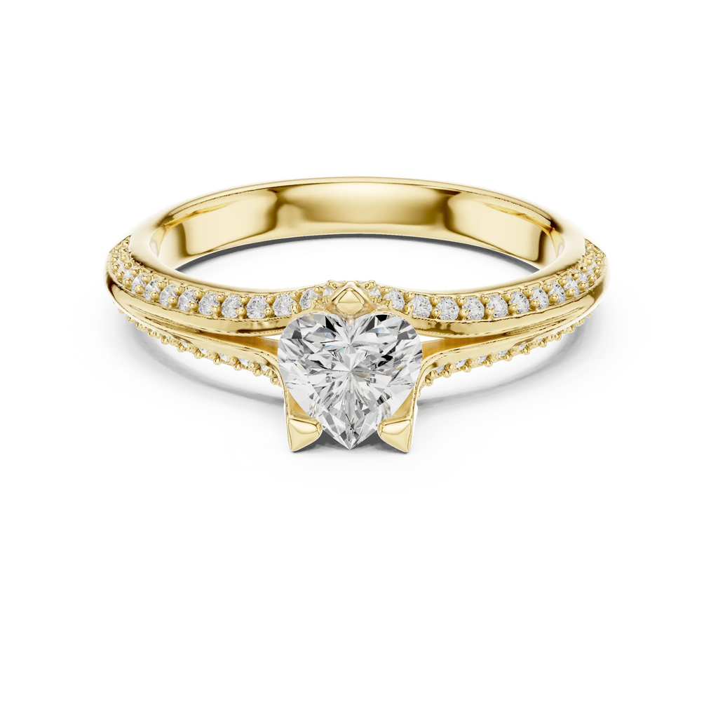 F Color VVS1 Round Moissanite Shared Prong Wedding Ring