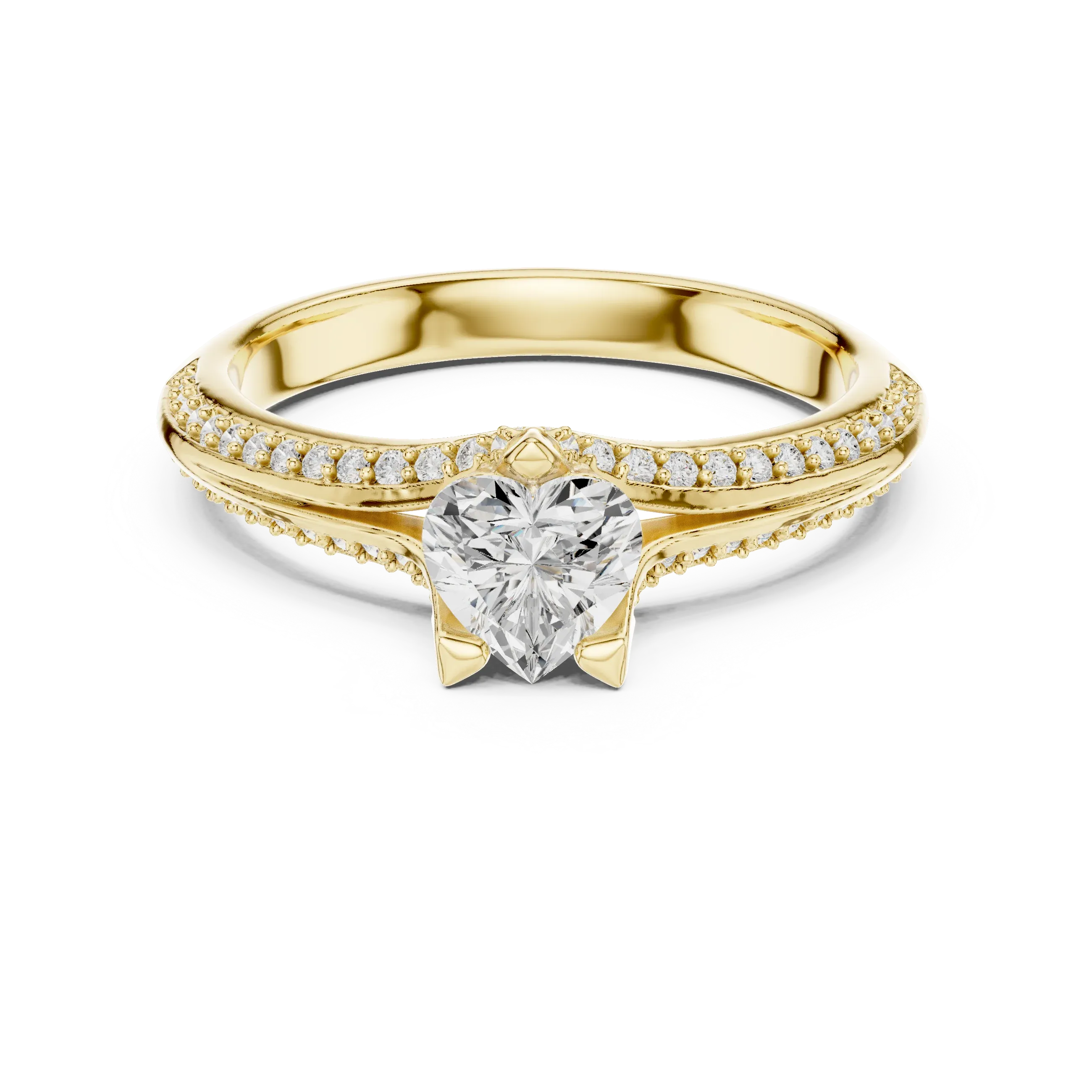 F Color VVS1 Round Moissanite Shared Prong Wedding Ring
