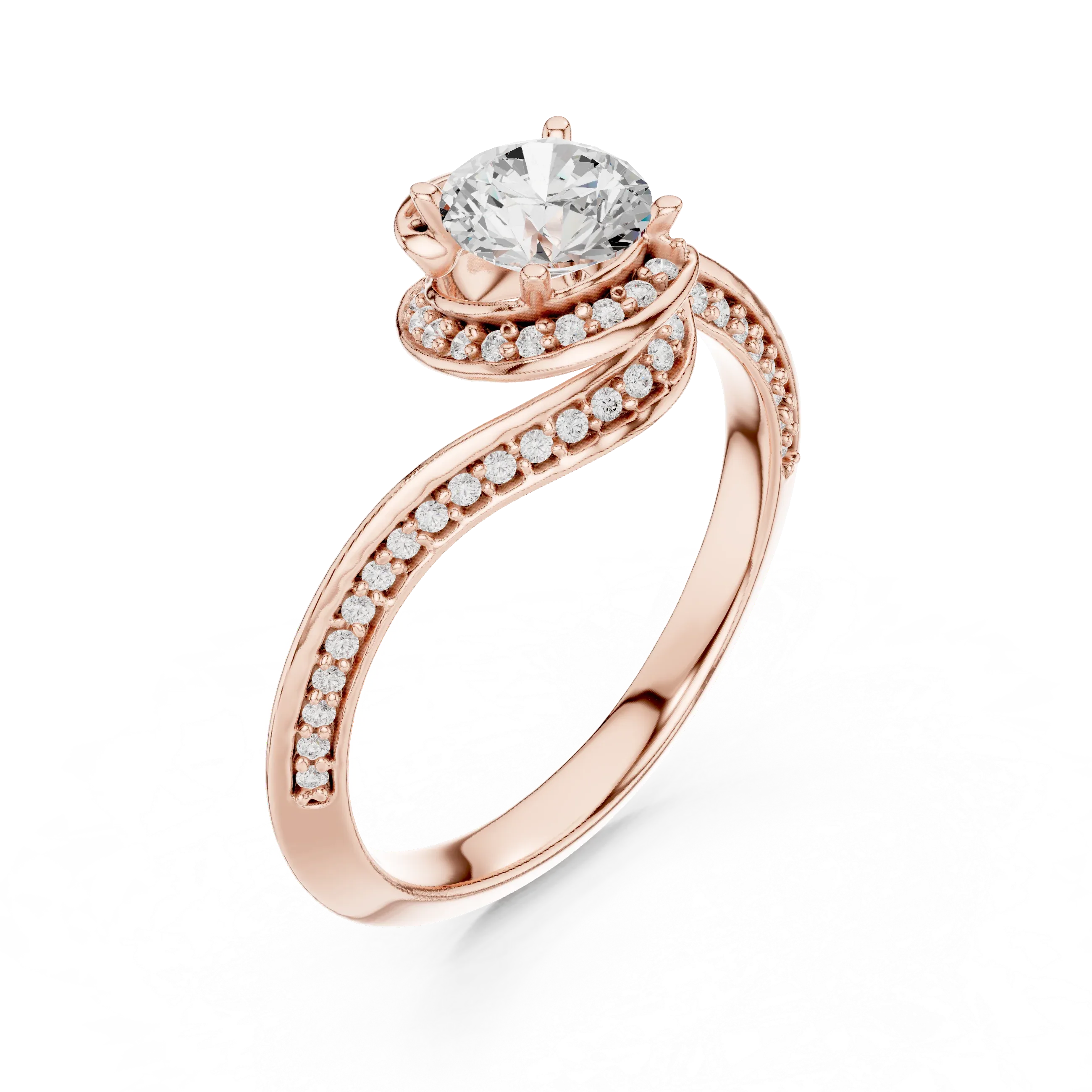 Round Lab Created Diamond Anniversary Ring with Pavé Band