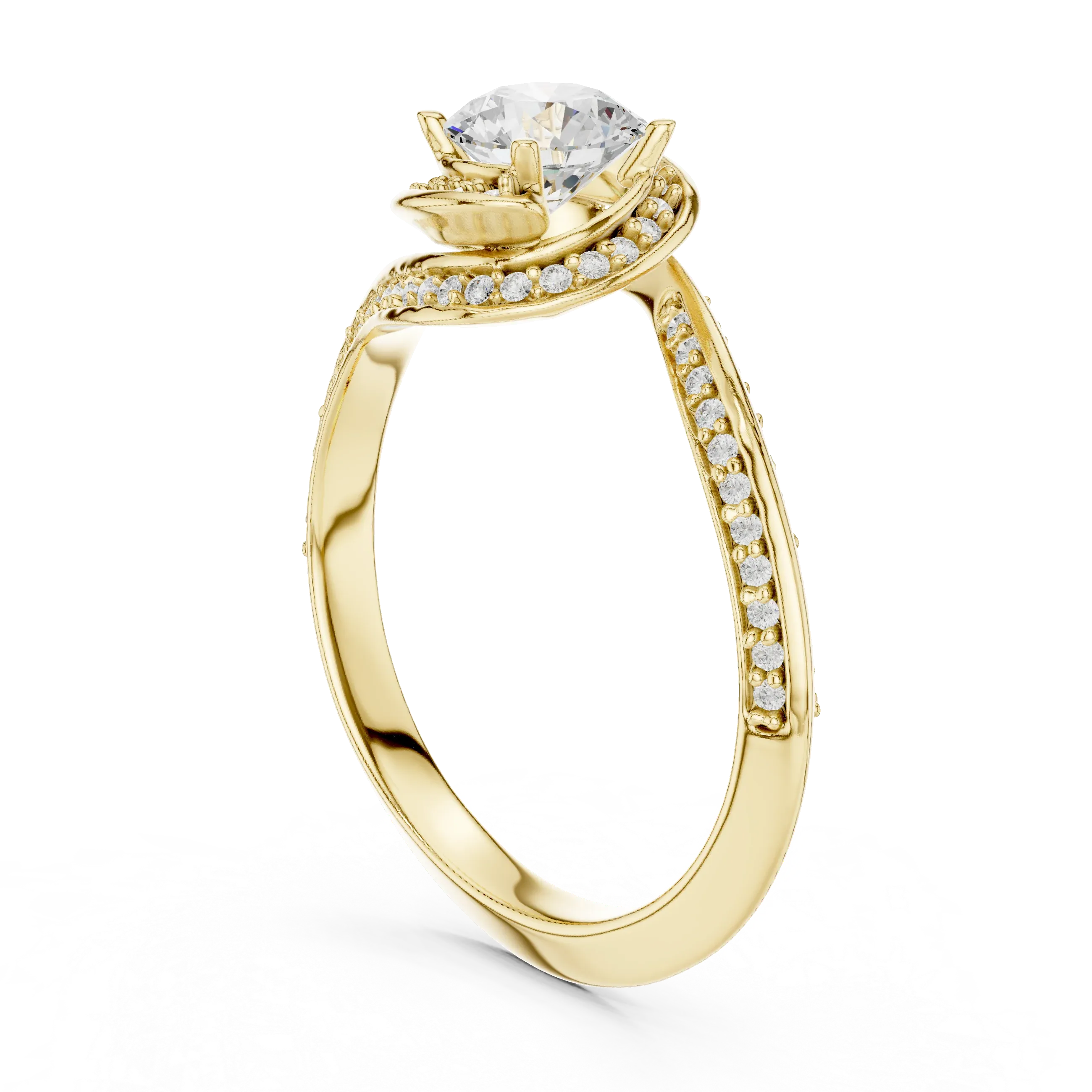 Round Lab Created Diamond Anniversary Ring with Pavé Band