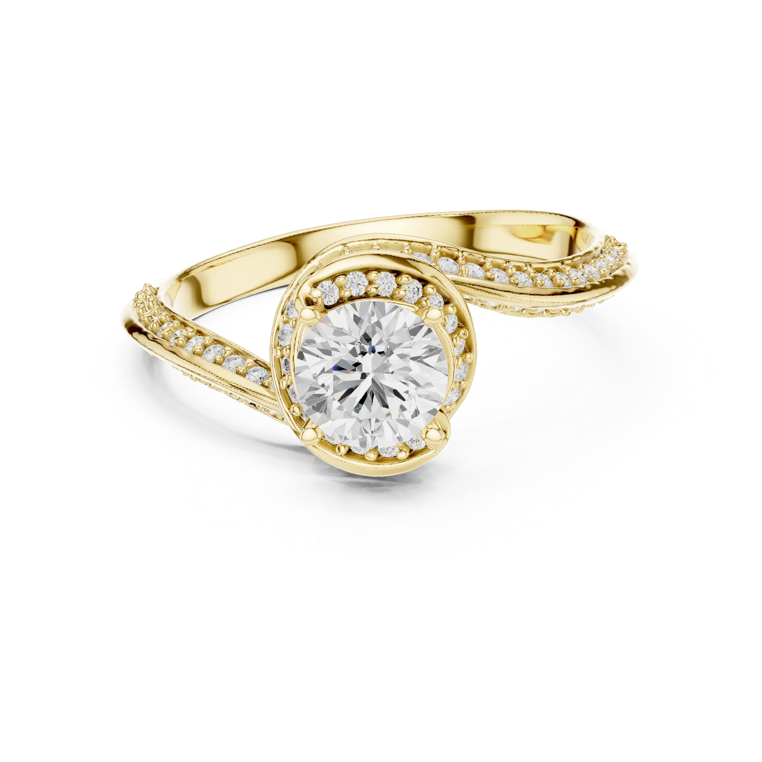 Round Lab Created Diamond Anniversary Ring with Pavé Band