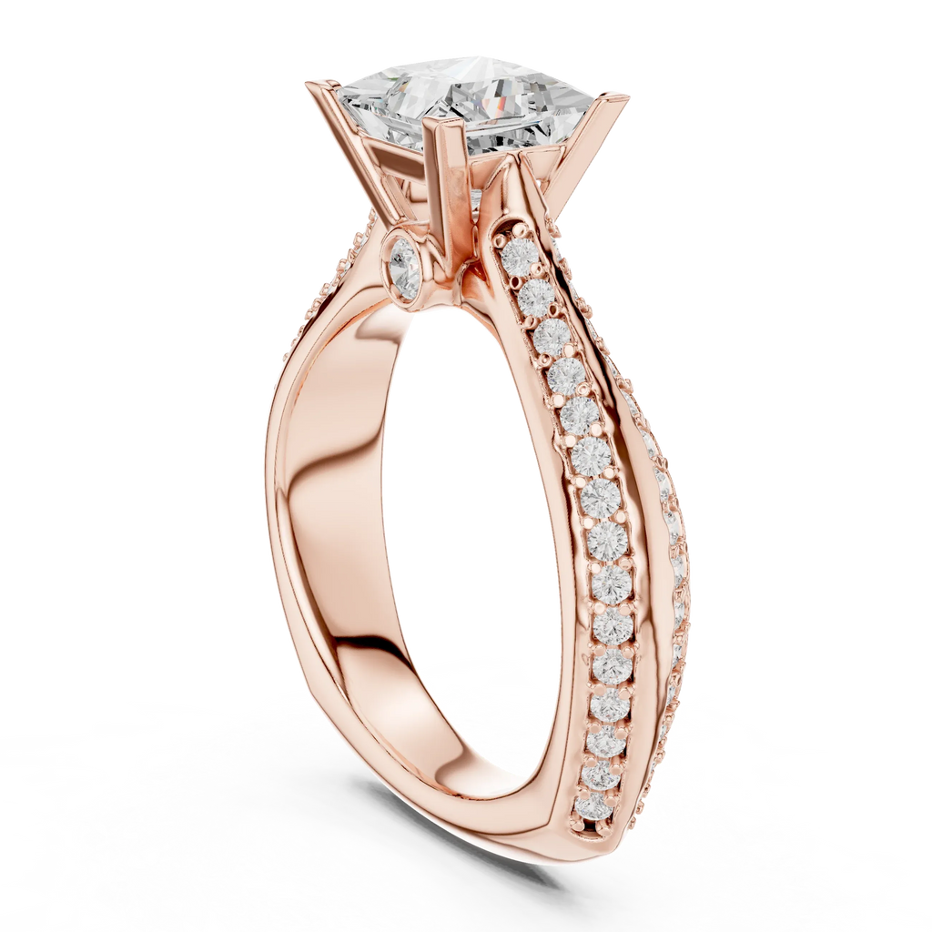 Round Moissanite Engagement Ring with Diamond Accents