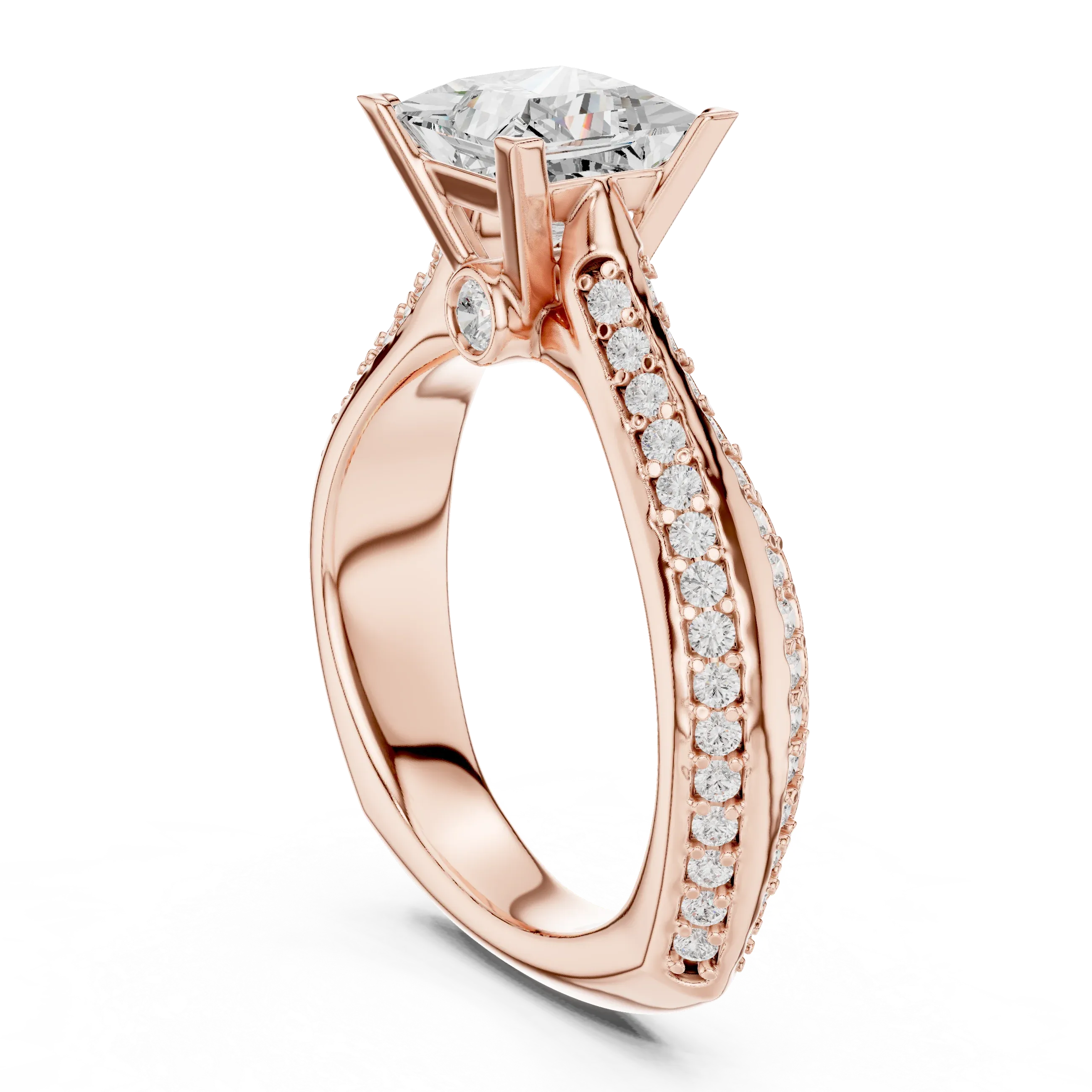 Round Moissanite Engagement Ring with Diamond Accents