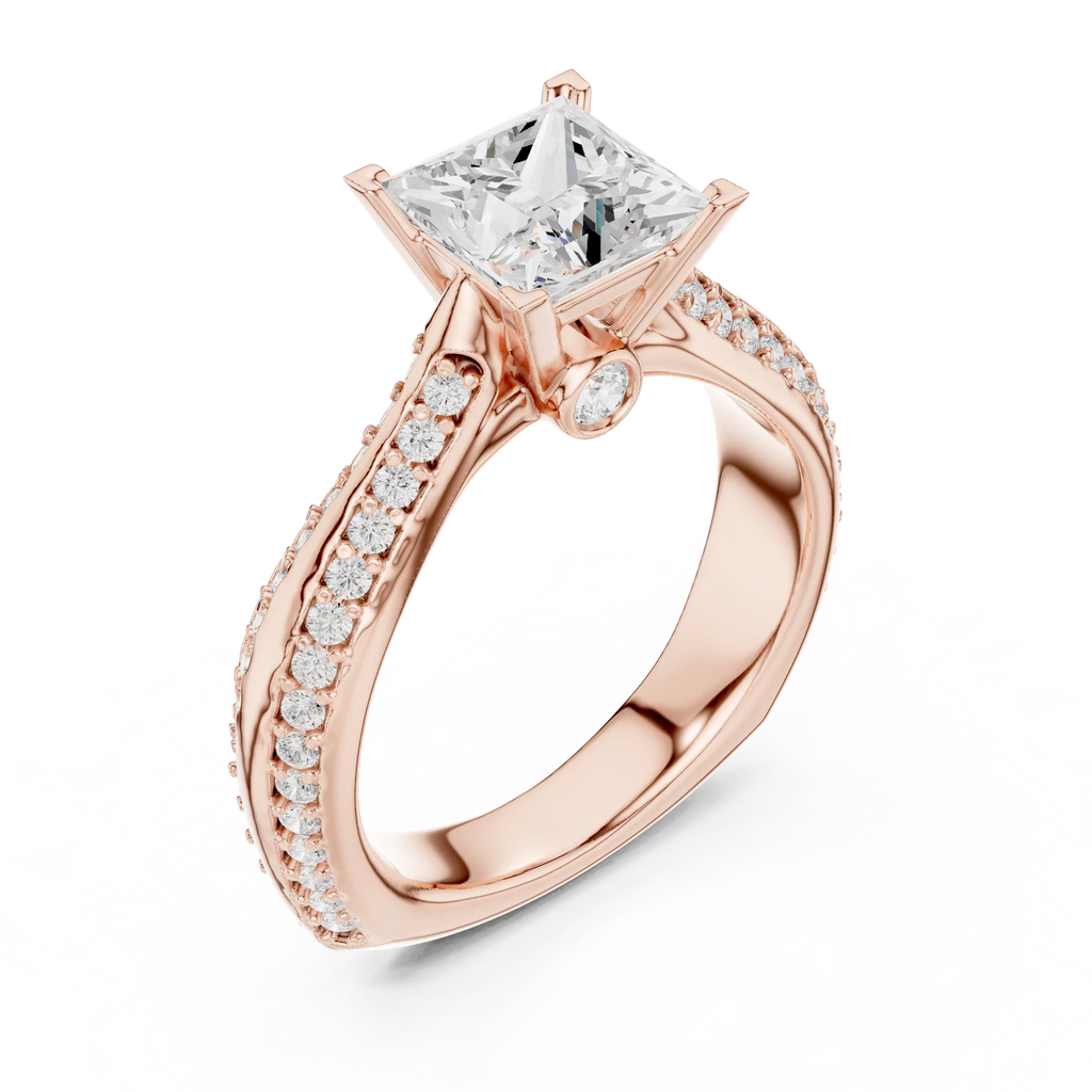 Round Moissanite Engagement Ring with Diamond Accents