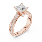 Round Moissanite Engagement Ring with Diamond Accents
