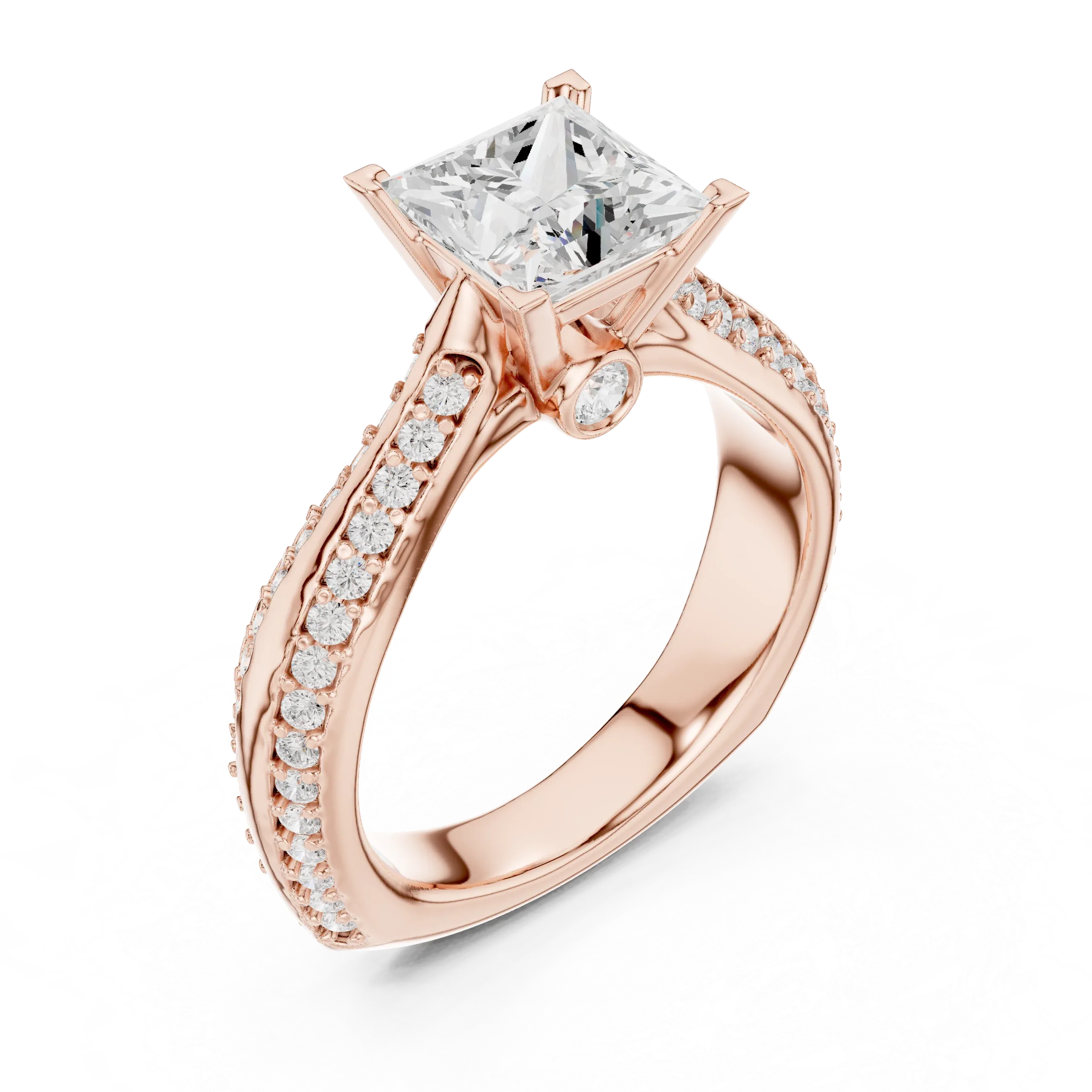 Round Moissanite Engagement Ring with Diamond Accents