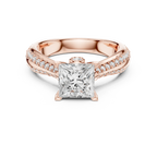 Round Moissanite Engagement Ring with Diamond Accents