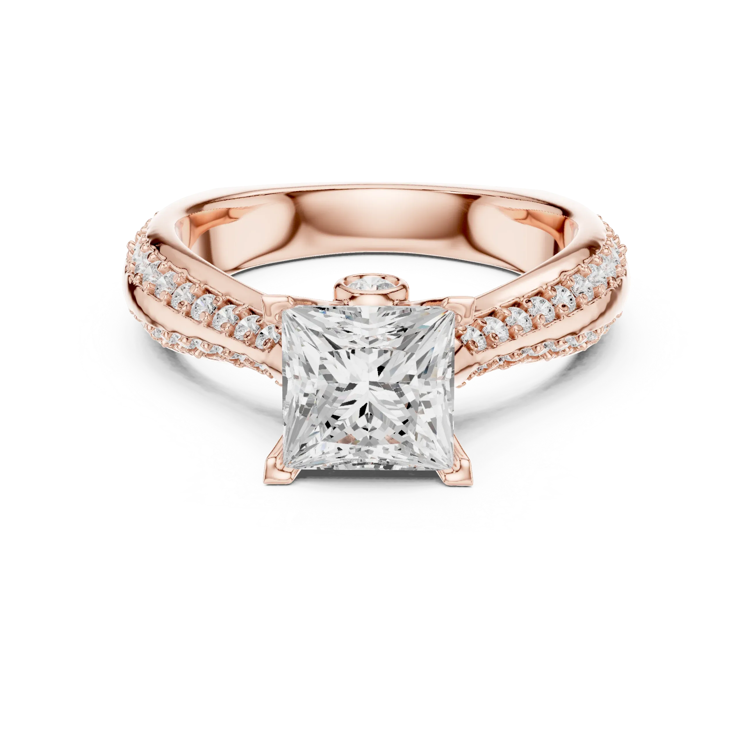 Round Moissanite Engagement Ring with Diamond Accents