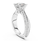 Round Moissanite Engagement Ring with Diamond Accents