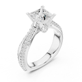 Round Moissanite Engagement Ring with Diamond Accents