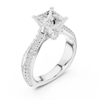 Round Moissanite Engagement Ring with Diamond Accents