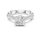 Round Moissanite Engagement Ring with Diamond Accents