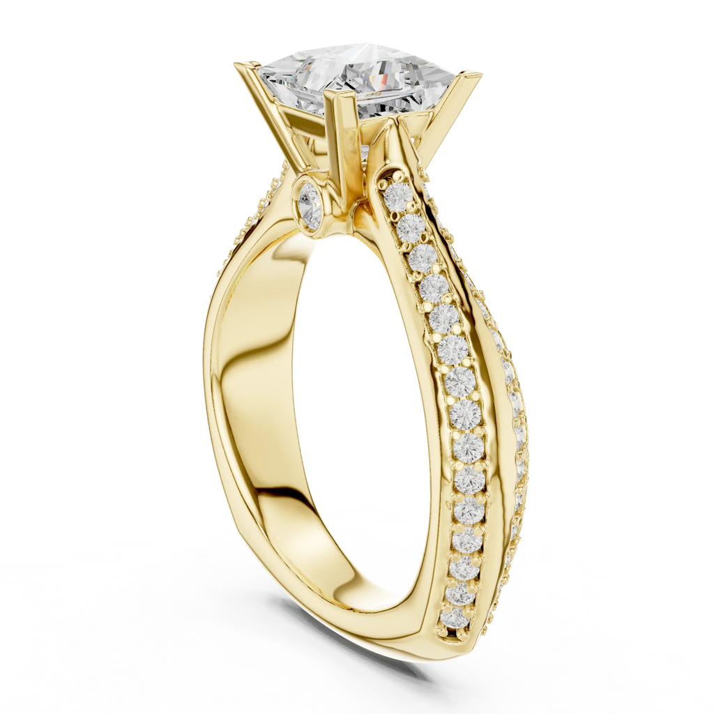 Round Moissanite Engagement Ring with Diamond Accents