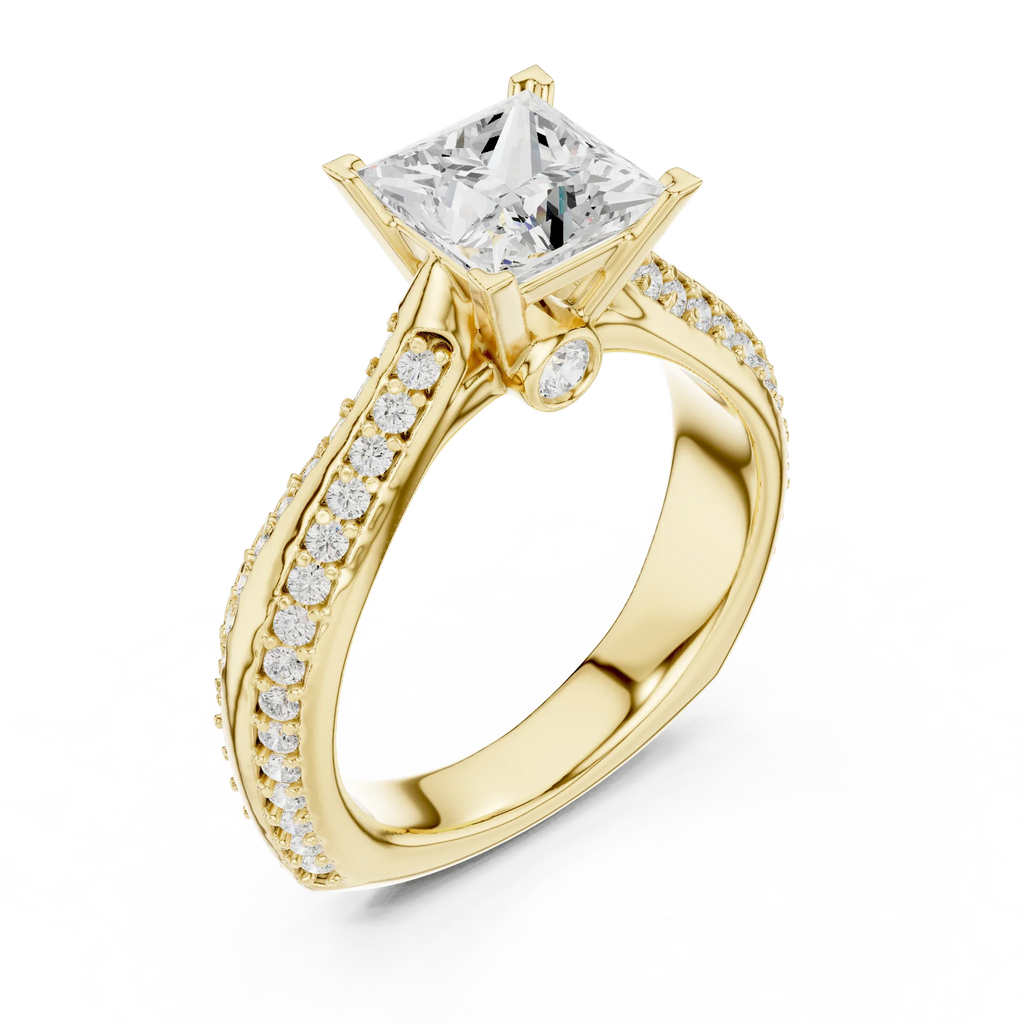 Round Moissanite Engagement Ring with Diamond Accents