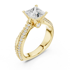 Round Moissanite Engagement Ring with Diamond Accents