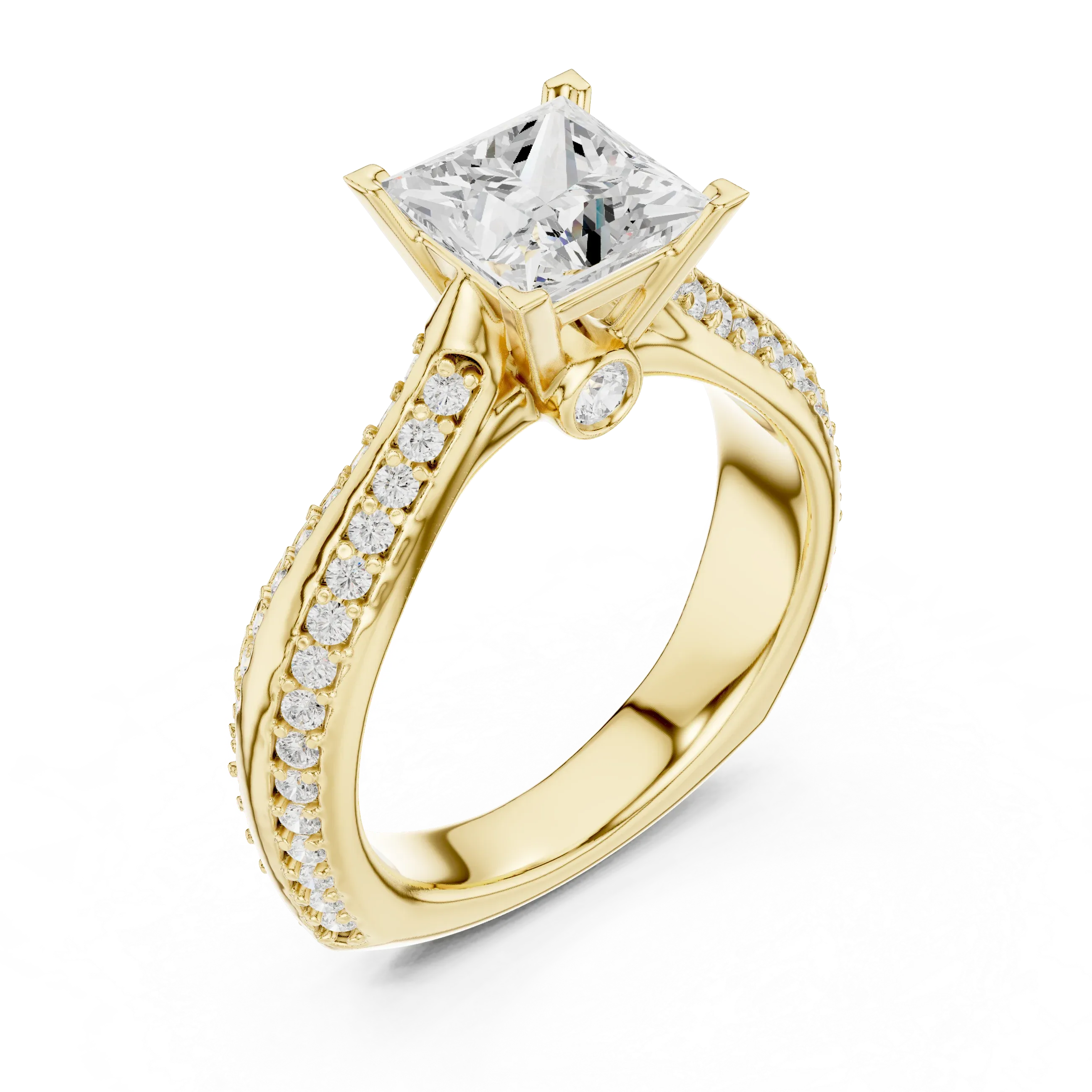 Round Moissanite Engagement Ring with Diamond Accents