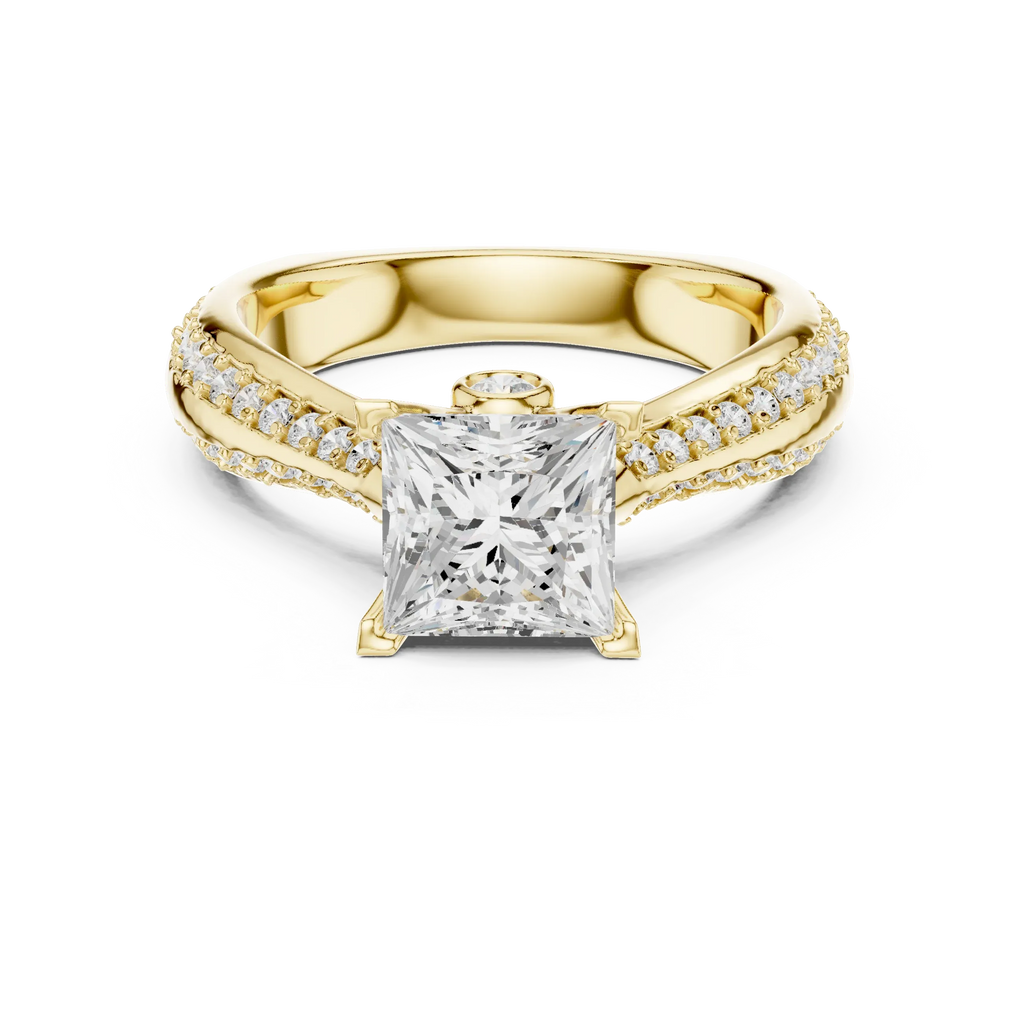 Round Moissanite Engagement Ring with Diamond Accents