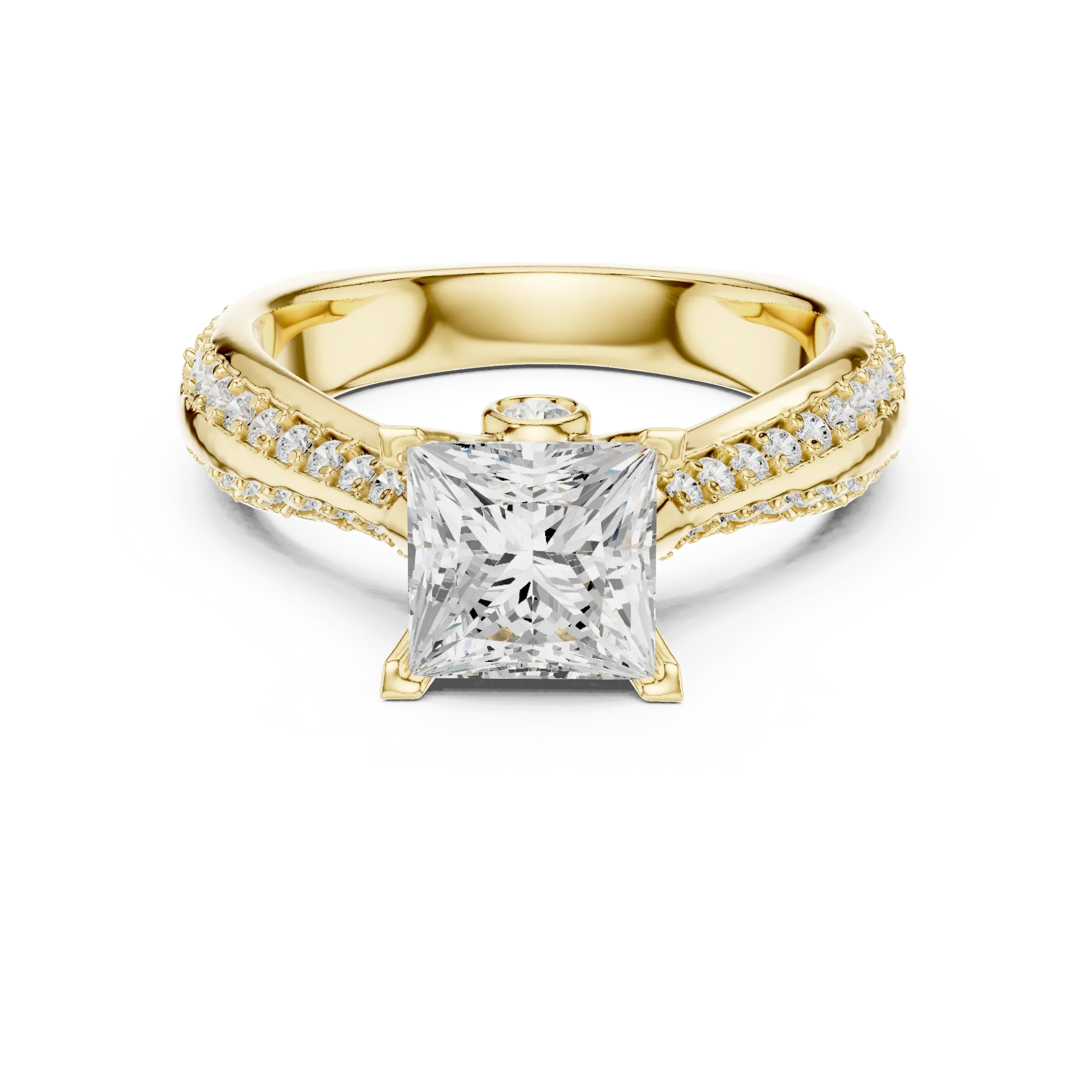 Round Moissanite Engagement Ring with Diamond Accents