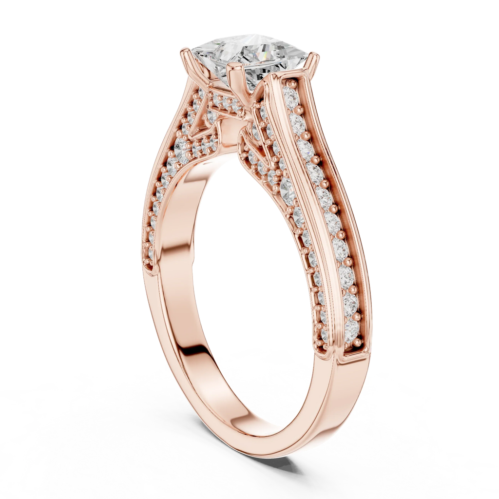 E Color VVS Round Diamond Pavé Set Wedding Band