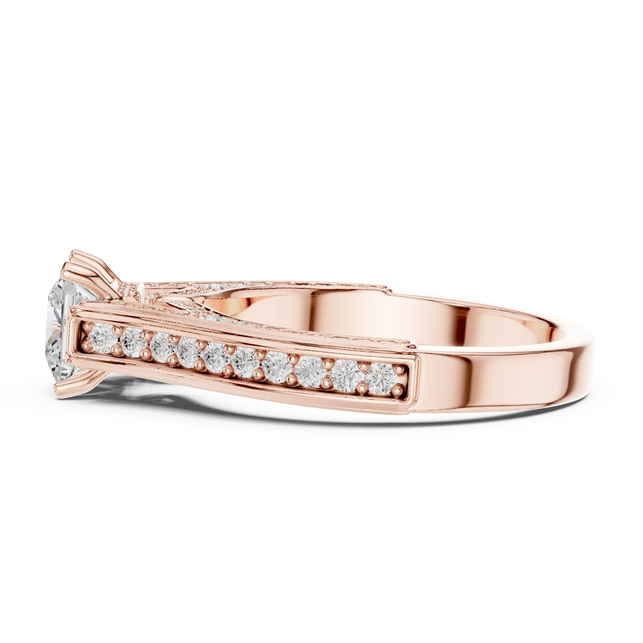 E Color VVS Round Diamond Pavé Set Wedding Band