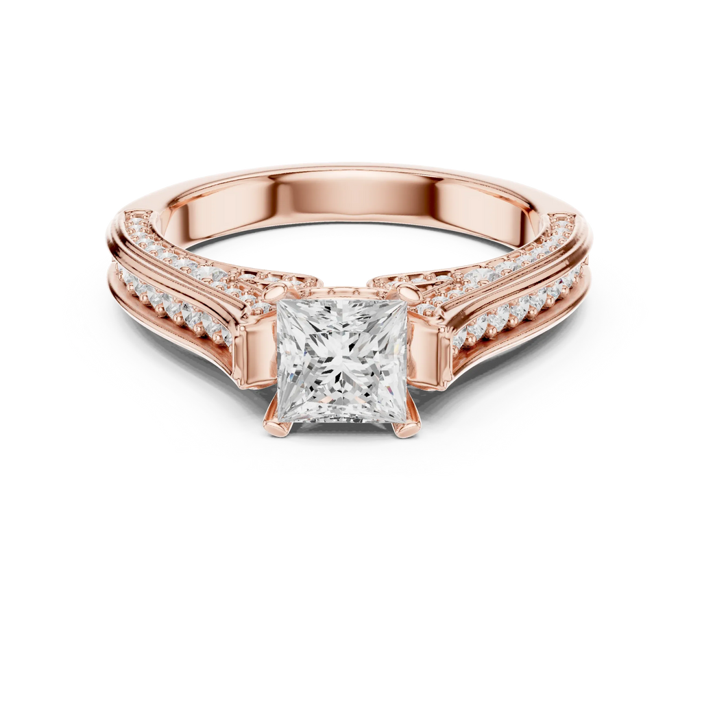 E Color VVS Round Diamond Pavé Set Wedding Band