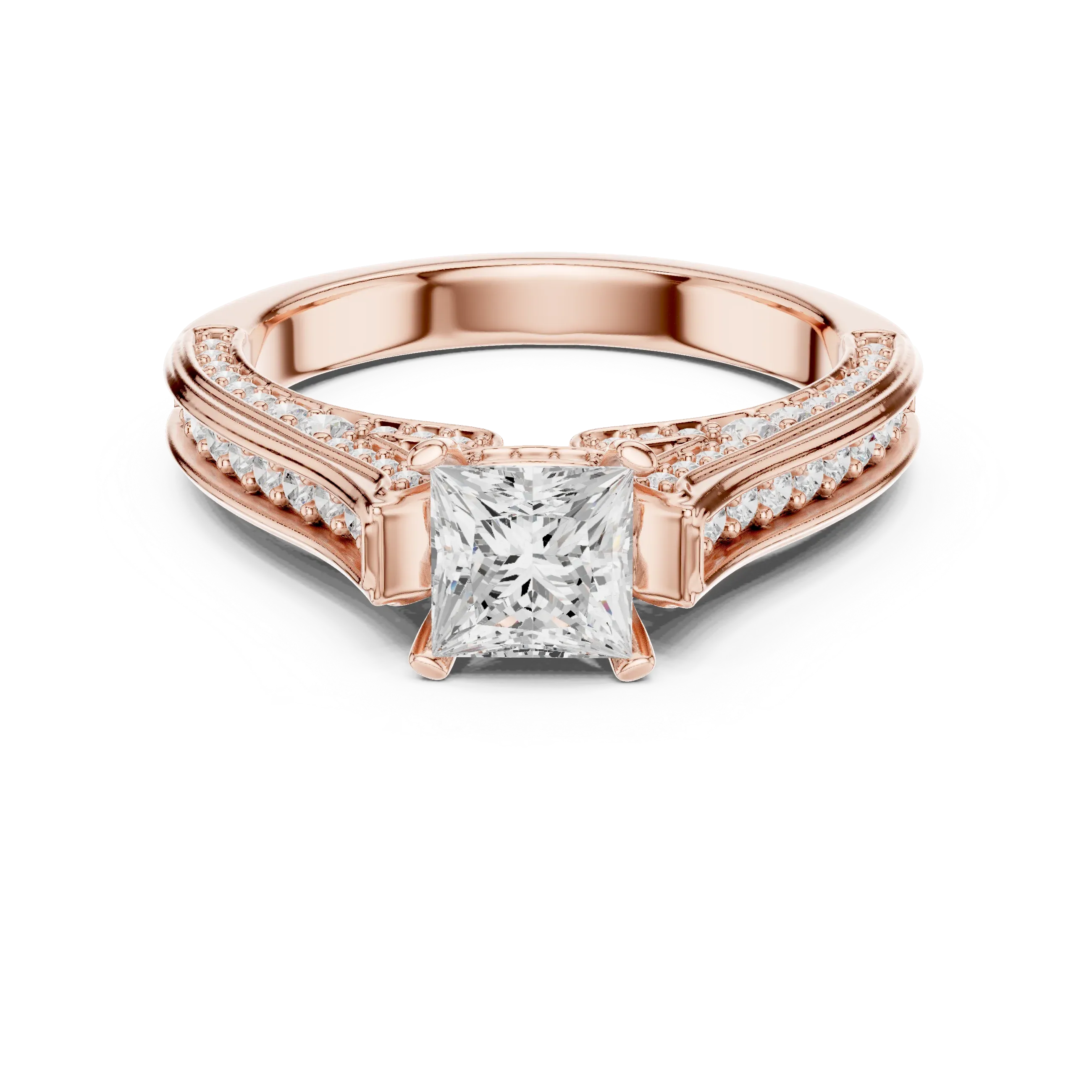 E Color VVS Round Diamond Pavé Set Wedding Band