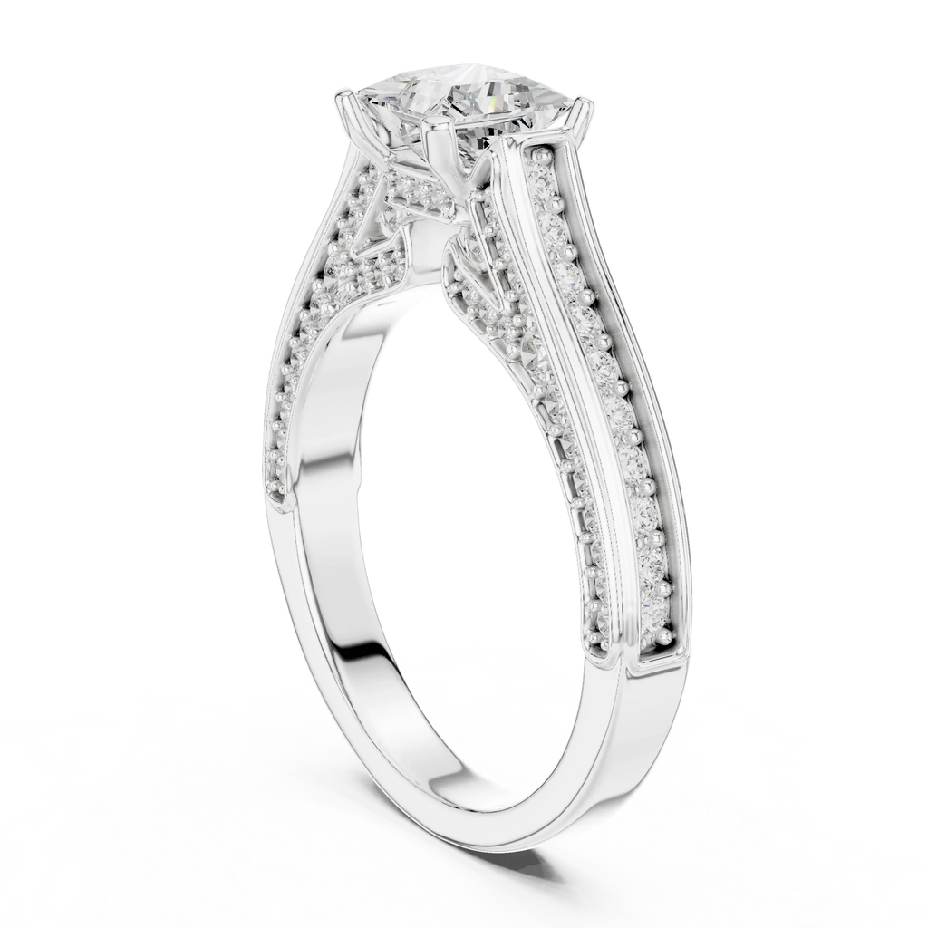 E Color VVS Round Diamond Pavé Set Wedding Band